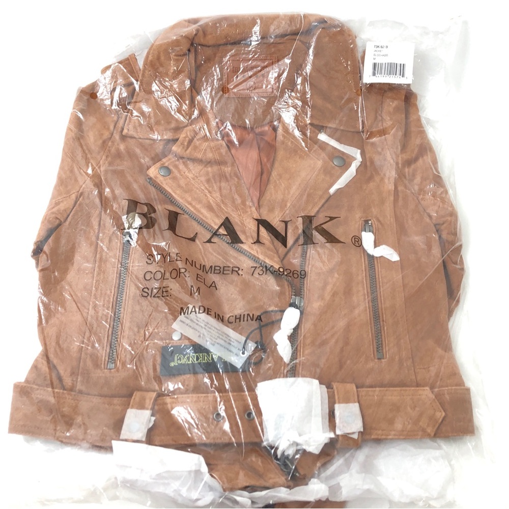 Blank NYC Brown Suede Leather Moto Zip Jacket In El Dorado M - Picture 6 of 11